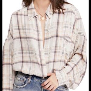 Free People Come On Over Button Down Plaid Shirt